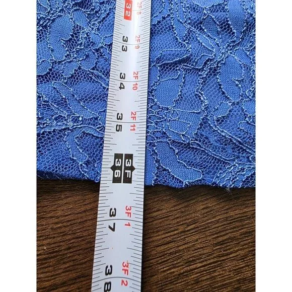 LAUREN RALPH LAUREN Womens Sheath Knee Length Dress Size 10 Navy Blue Lace - Picture 5 of 16